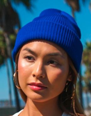 Recycled Yarn Ribbed Knit Beanie 