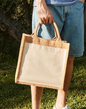 Stredná jutová taška s bavlneným vreckom 